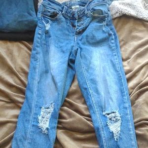 Ripped Skinny blue jeans Size 1